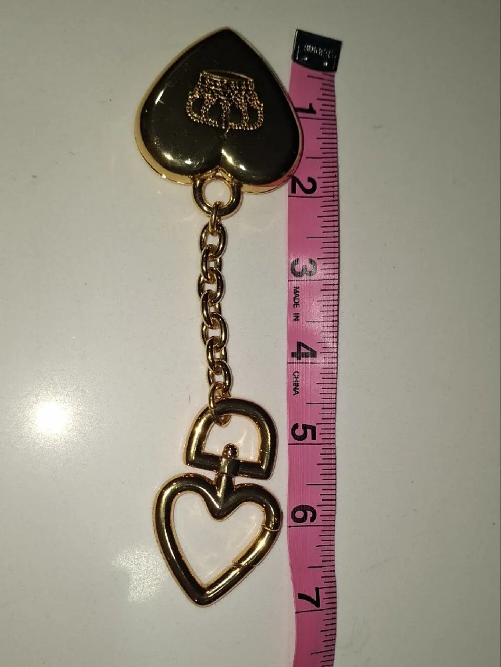 Juice Couture Y2k Gold Heart Keychain with Crown Accent